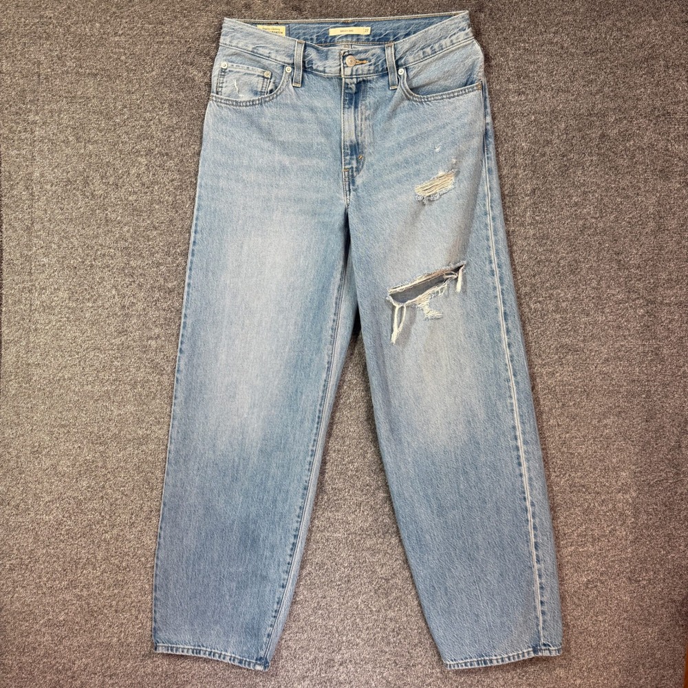 Levi's Premium Baggy Dad Jeans 27 Light Wash Distressed Loose Fit